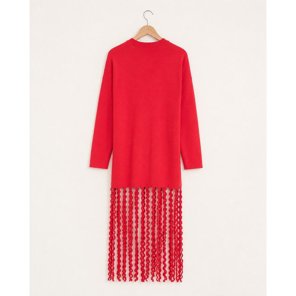Simon Miller Women's Wallis Knit Fringe Dress Coral Red XS - Picture 9 of 13